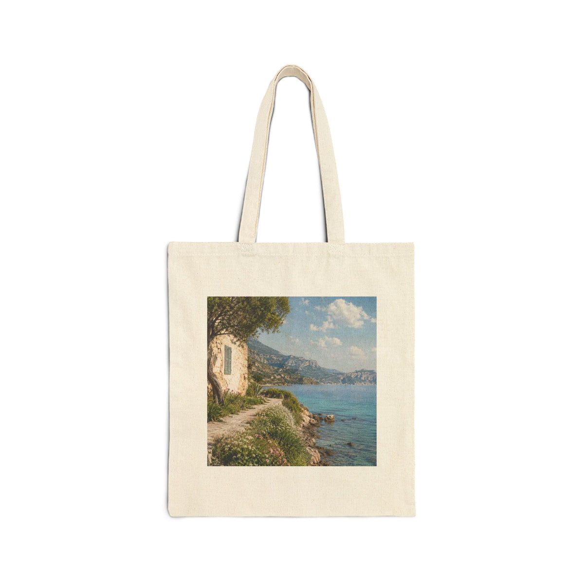 Canvas Tote Bag — 'Islas Jonicas, Grecia' Vintage Seaside Print